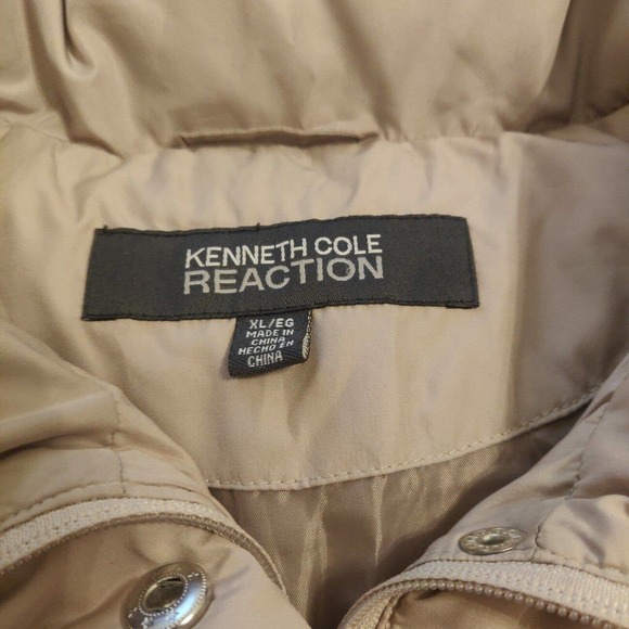 Kenneth Cole Reaction Down Women's Puffer Coat Full Zip Collared Tan XL. - Picture 3 of 6